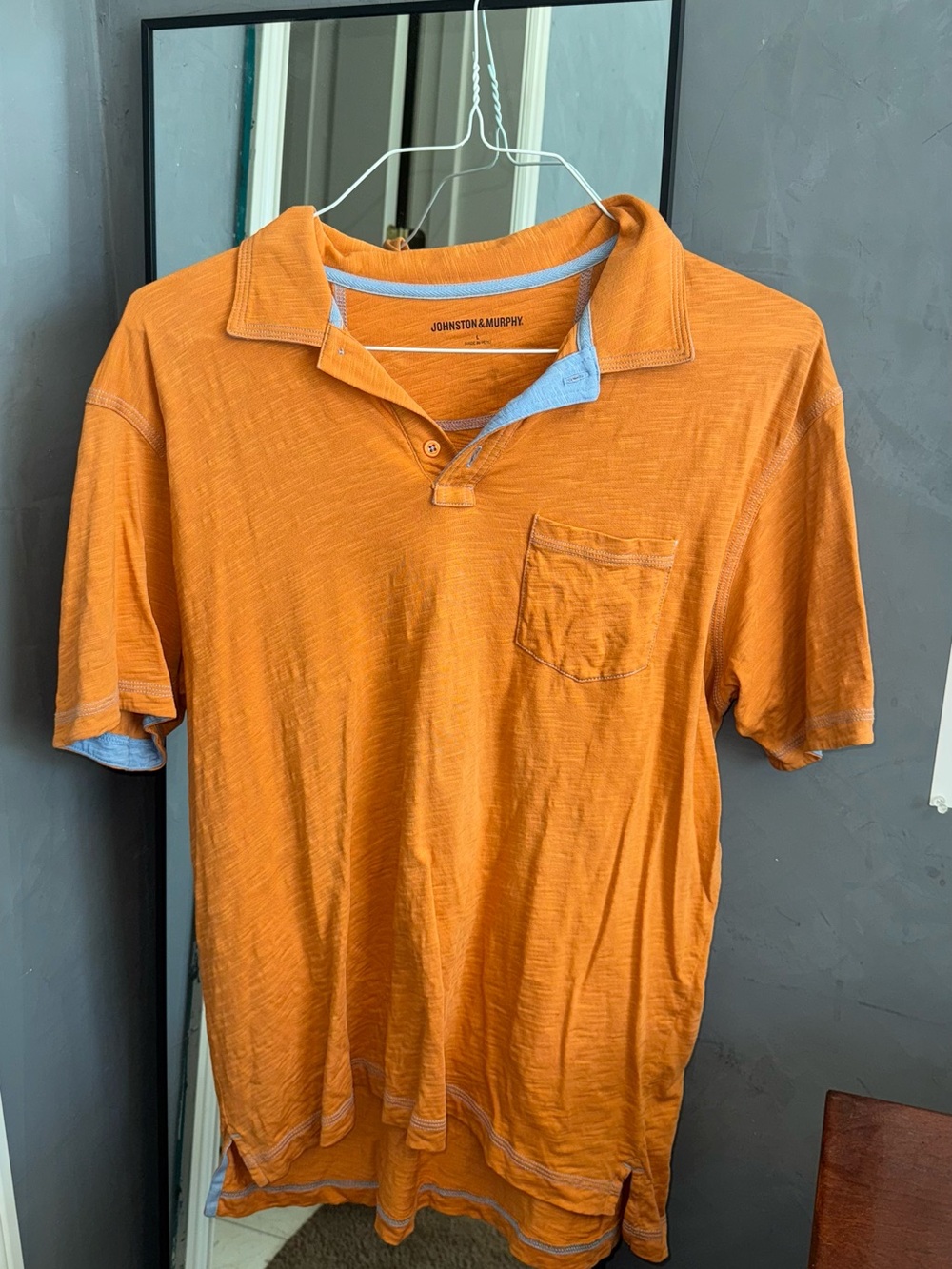 Johnston & Murphy Orange Short-Sleeve Polo with Contrast Trim